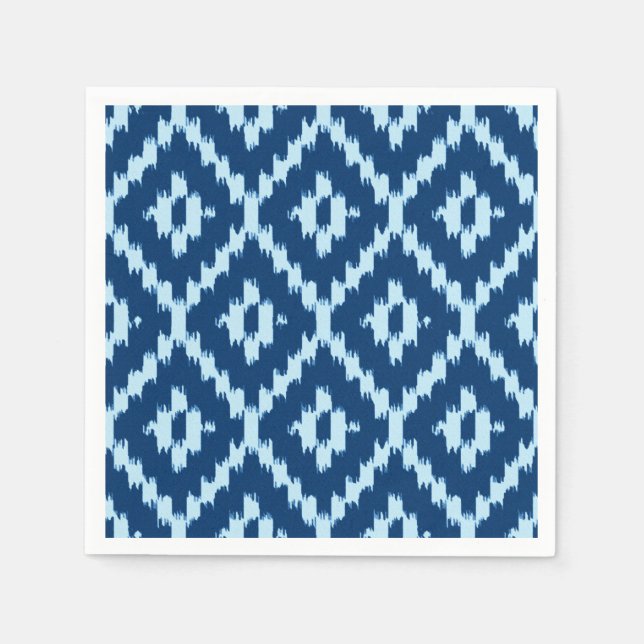 Serviette En Papier Ikat motif - Indigo et bleu pâle (Devant)