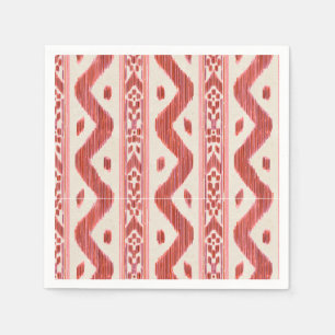 Serviette En Papier Ikat Rouge Brique sur Crème, Chariot à Bar