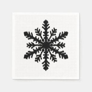 Serviette En Papier Ikat Snowflake - Blanc et noir