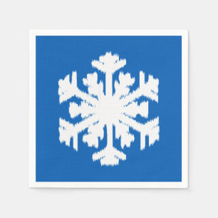 Serviette En Papier Ikat Snowflake - Cobalt bleu et blanc