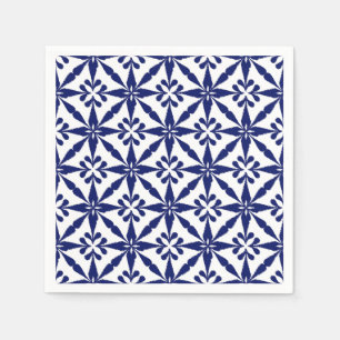 Serviette En Papier Ikat Star Motif - Marine bleu et blanc
