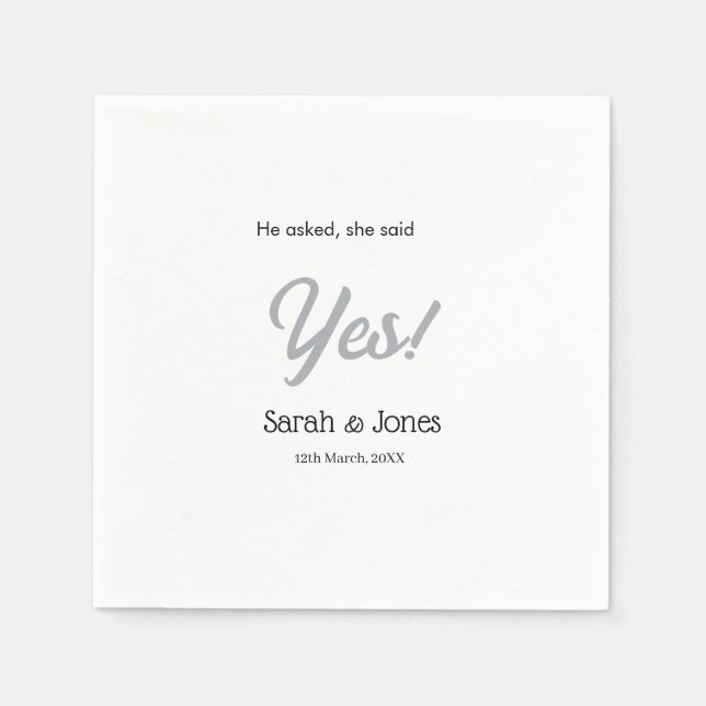 Serviette En Papier Il a demandé elle a dit oui engagement simple arge (Devant)