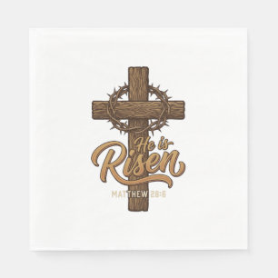 Serviette En Papier Il Est Ressuscité Croix Couronne D'épines Chemise