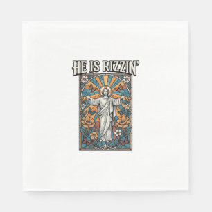 Serviette En Papier Il est Rizzin Vintage Pâques Vitrail T-Shirt De