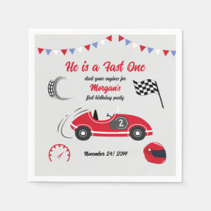 Serviette En Papier Il est un Véhicule de Course Rouge Festif Annivers