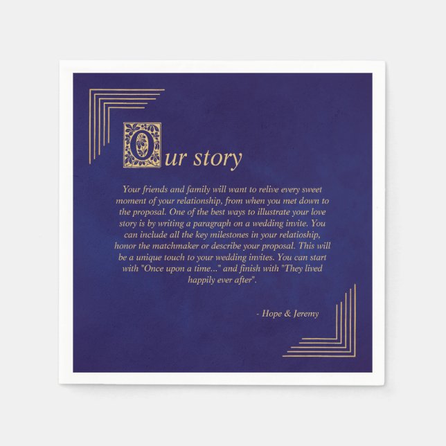 Serviette En Papier Il était une fois fée conte violet Mariage or (Devant)