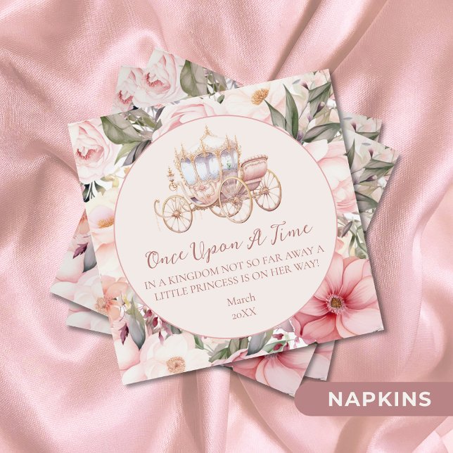 Serviette En Papier Il était une fois un Baby shower princesse rose (Créateur téléchargé)