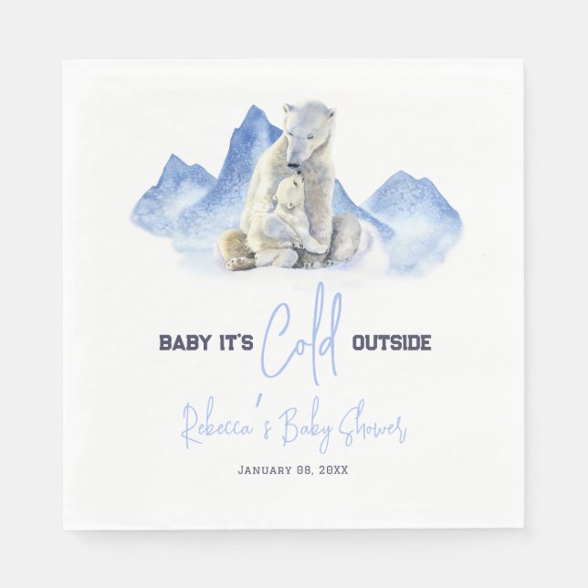 Serviette En Papier Il fait froid à l'extérieur du Baby shower d'ours  (Devant)
