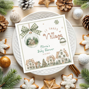 Serviette En Papier Il faut un Baby shower de Noël de village