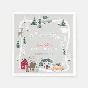 Serviette En Papier Il Faut Un Baby shower Village Gray