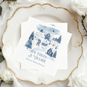 Serviette En Papier Il faut un village Baby Shower Hiver Neige