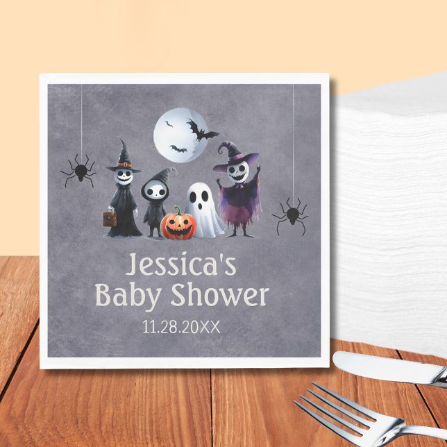 Serviette En Papier Il Faut Un Village Hauné Baby shower D'Halloween (It Takes A Haunted Village Halloween Baby Shower Napkins)