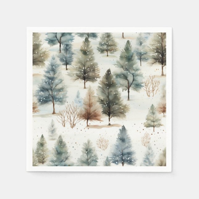Serviette En Papier Il neige sur les sapins - (Devant)
