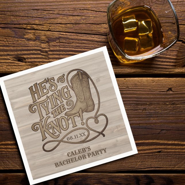 Serviette En Papier Il noue le Knot Cowboy Western Bachelor Party (Créateur téléchargé)
