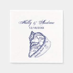 Serviette En Papier Île de Hilton Head SC Carte Vintage Bleu Marine