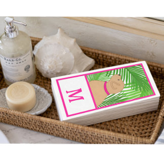 Serviette En Papier Île du palmier vert Serviettes invitées Chien jaun
