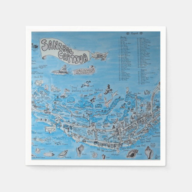 SERVIETTE EN PAPIER ÎLE SANIBEL CAPTIVA FLORIDE  (Devant)