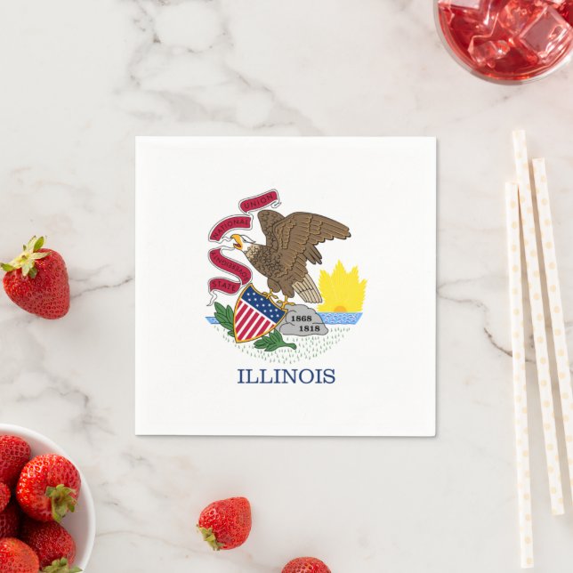 Serviette En Papier Illinoisan Flag, Flag of Illinois (En situation)