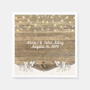 Serviette En Papier illumination commémorative sur bois