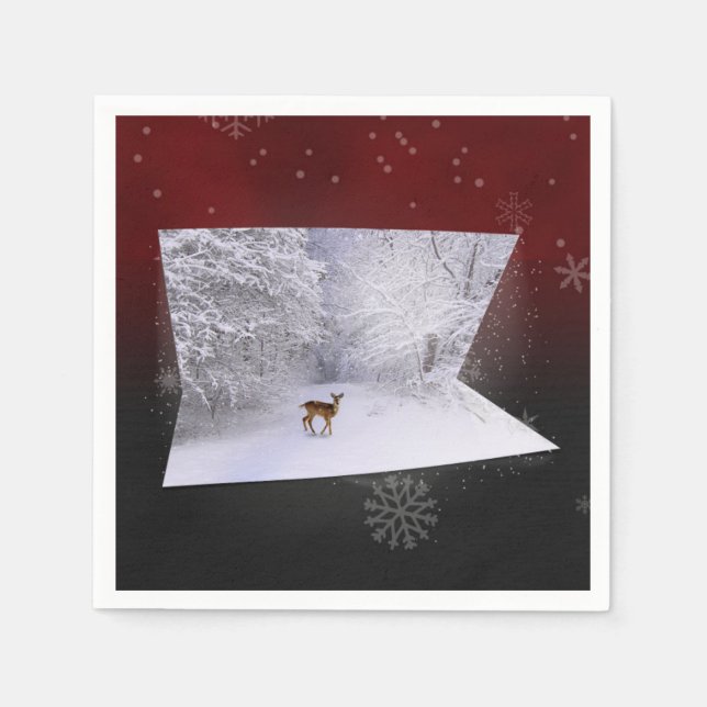 Serviette En Papier Illusion 3D "Rêves neigeux" (Devant)