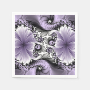 Serviette En Papier Illusion Lilac Abstrait Floral Fractal Art Imagina