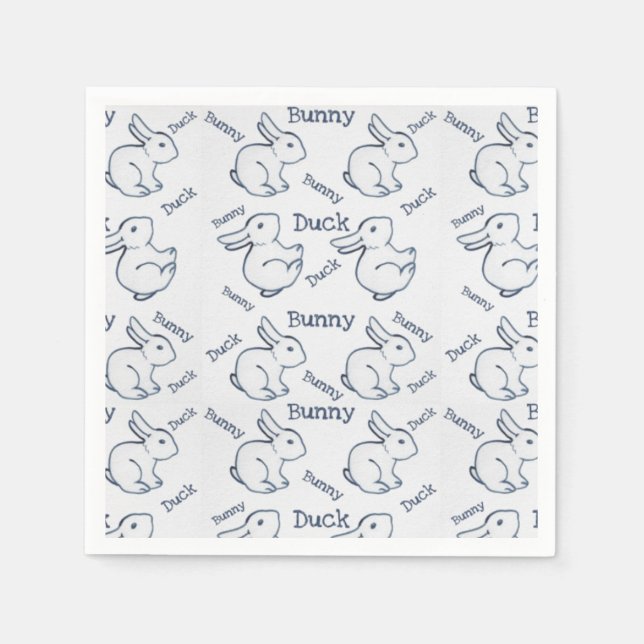 Serviette En Papier Illusion optique de canard à lapin blanc Dessin de (Devant)