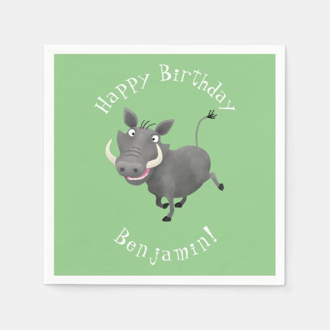 Serviette En Papier Illustration amusante d'un cochon de phacochère af (Devant)