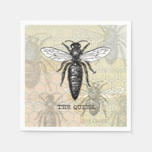Serviette En Papier Illustration Antique d'Insecte de Bourdon Reine Ab