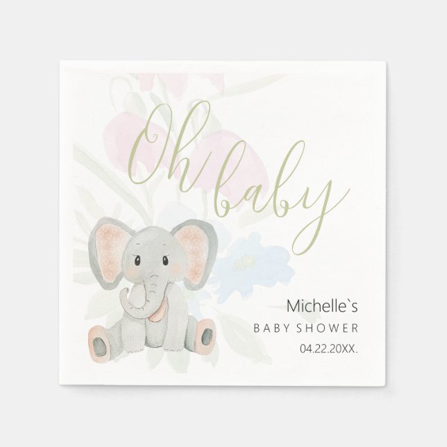 Serviette En Papier Illustration aquarelle d'éléphant de printemps Cup (Devant)