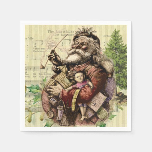 Serviette En Papier Illustration classique de Thomas Nast du Père Noël (Devant)