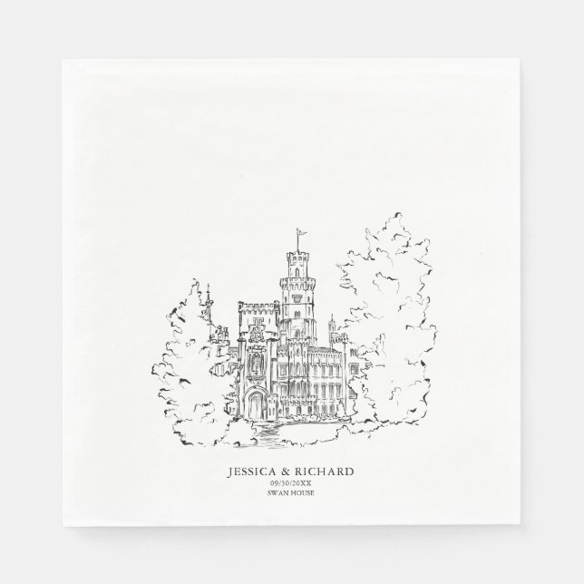 Serviette En Papier Illustration classique du château de l'endroit tir (Devant)