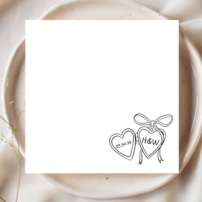 Serviette En Papier Illustration Coeur & Bow Mariage personnalisé (Créateur téléchargé)
