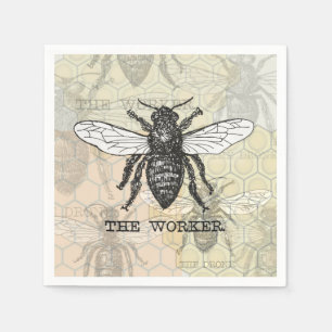 Serviette En Papier Illustration d'abeille ouvrière vintage