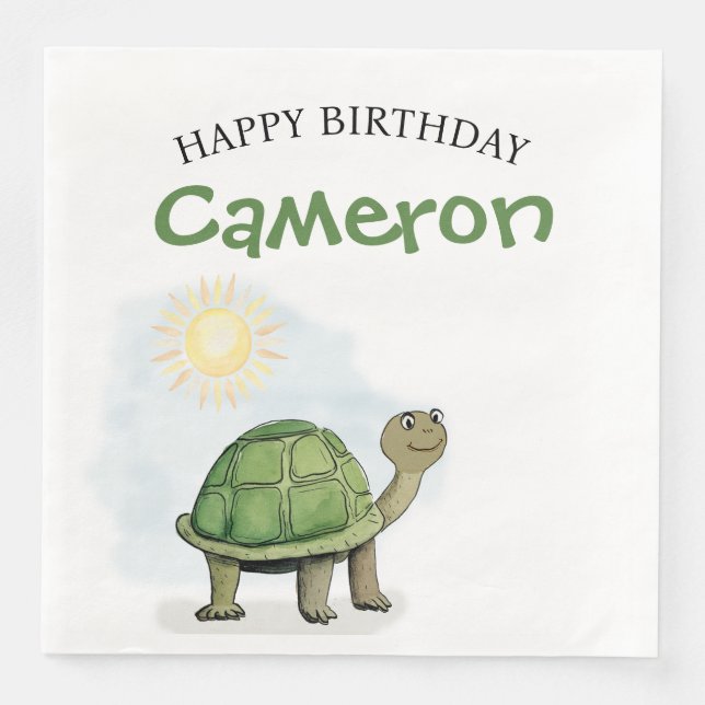 Serviette En Papier Illustration de bébé tortue mignonne (Devant)