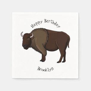 Serviette En Papier Illustration de bison américain heureux