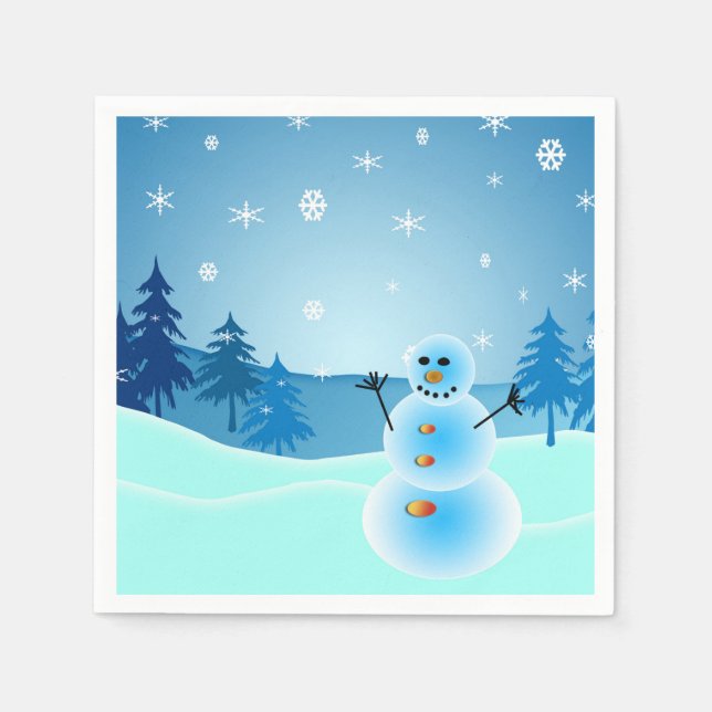 Serviette En Papier Illustration de bonhomme de neige mignon (Devant)