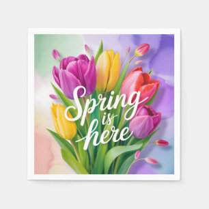 Serviette En Papier Illustration de bouquet de tulipes "Le printemps e