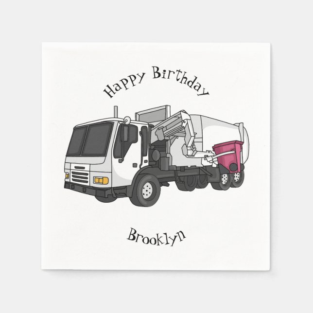 Serviette En Papier Illustration de camion à ordures (Devant)