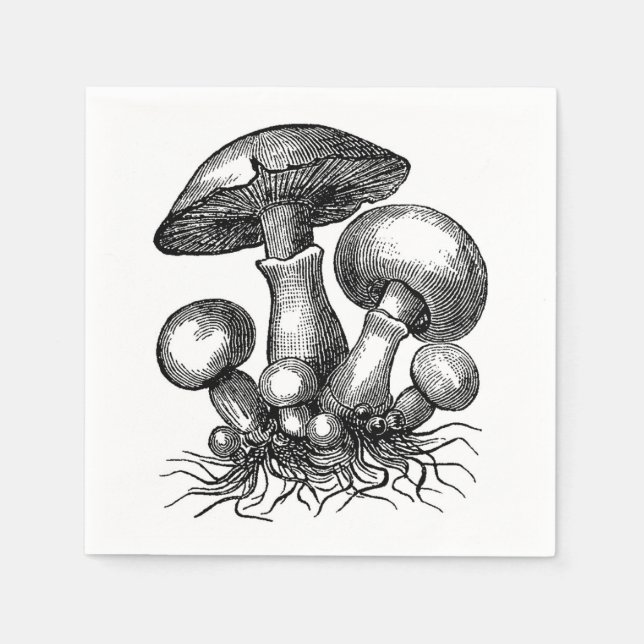 Serviette En Papier Illustration de champignon vintage (Devant)