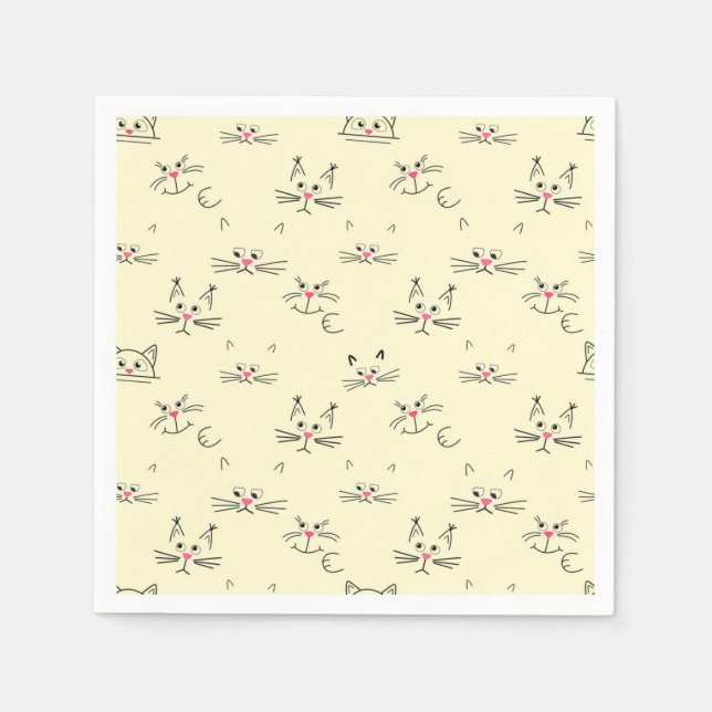 Serviette En Papier Illustration de chat de dessin animé (Devant)