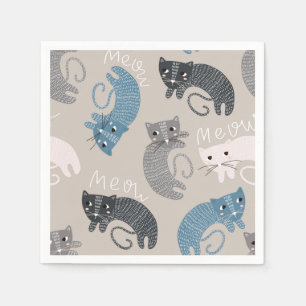 Serviette En Papier Illustration de chat de dessin animé