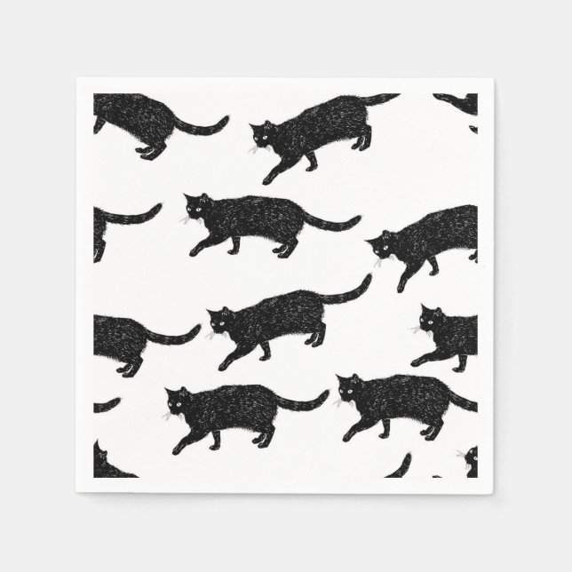 Serviette En Papier Illustration de chat de dessin animé (Devant)