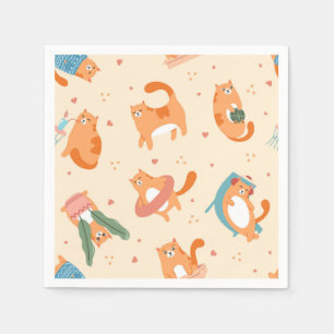 Serviette En Papier Illustration de chat de dessin animé