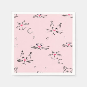 Serviette En Papier Illustration de chat de dessin animé