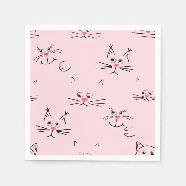 Serviette En Papier Illustration de chat de dessin animé (Devant)