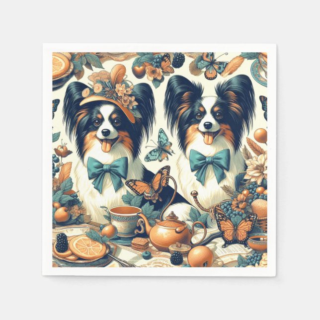Serviette En Papier Illustration de chien de papillon mignonne (Devant)