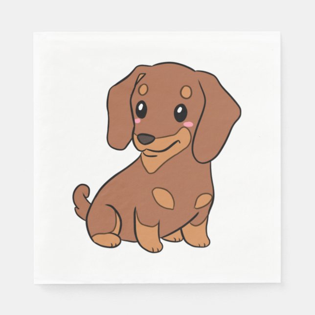 Serviette En Papier Illustration de chien mignon dachshund (Devant)