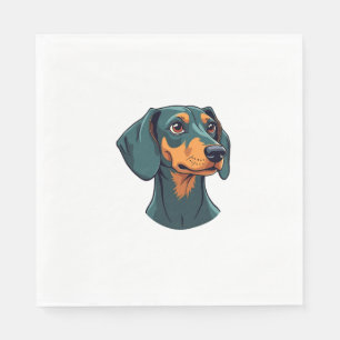 Serviette En Papier Illustration de chien rétro Art de portrait de tec