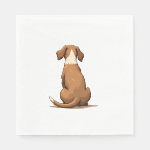 Serviette En Papier Illustration de chien vue arrière vintage marron e
