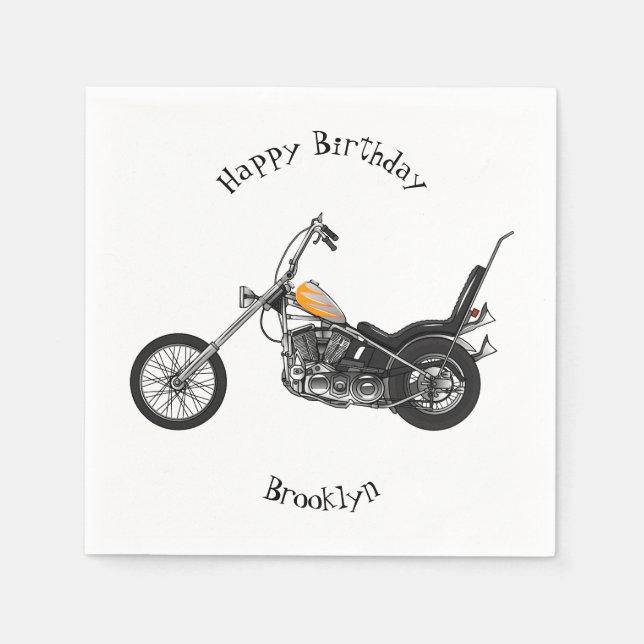 Serviette En Papier Illustration de Chopper Motorcycle 1950 (Devant)